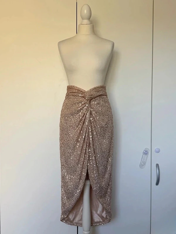 Sublime jupe longue rose dorée fendue Nafnaf Taille 34